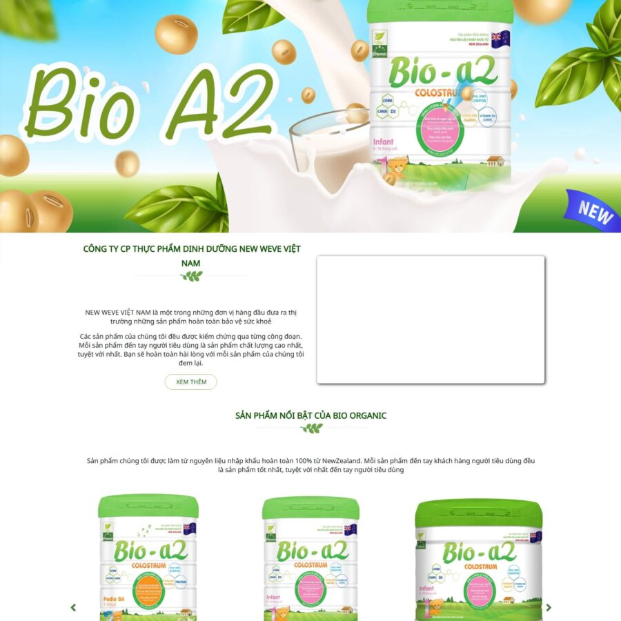 Theme WordPress Thực Phẩm Dinh Dưỡng New Weve BioA2