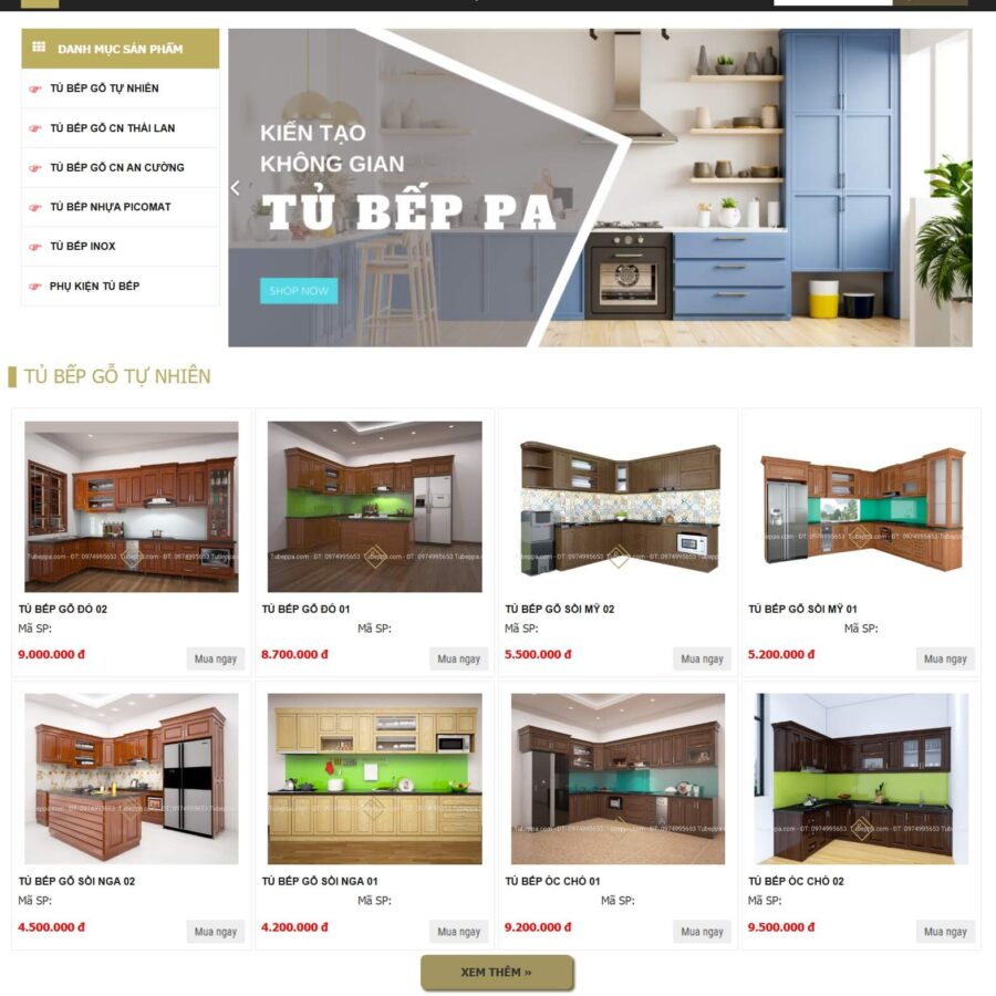 Theme WordPress Nội Thất Tủ Bếp PA