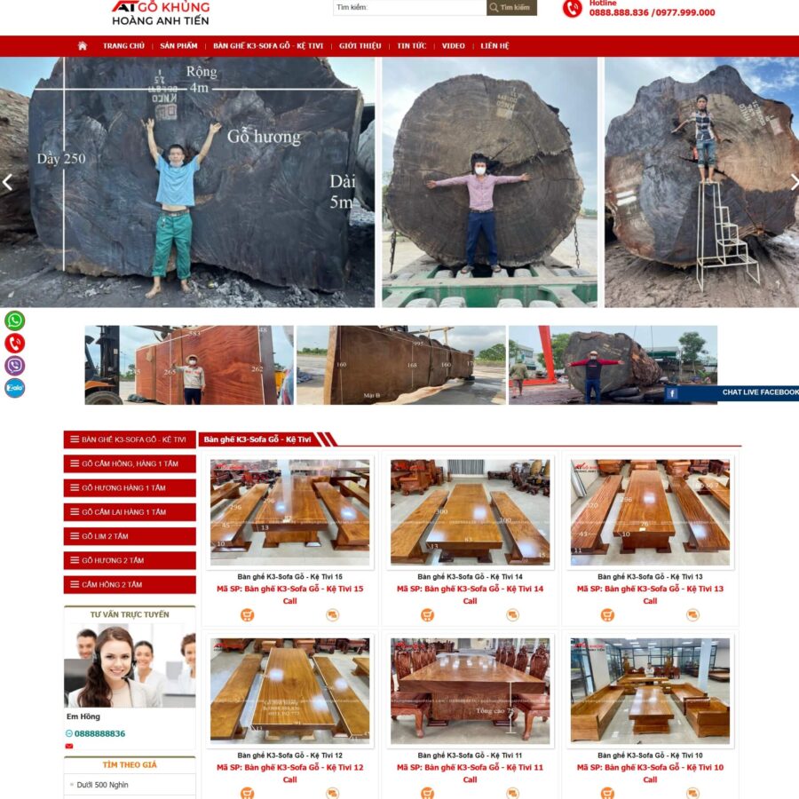 Theme WordPress Nội Thất Gỗ Nguyên Khối Hoàng Anh Tiến