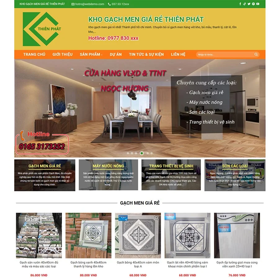 Theme WordPress kho gạch men giá rẻ