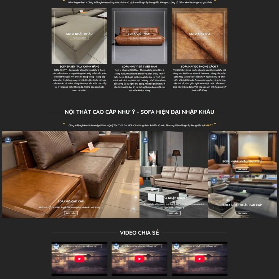 Theme WordPress nội thất bàn ghế sofa nhập khẩu ý